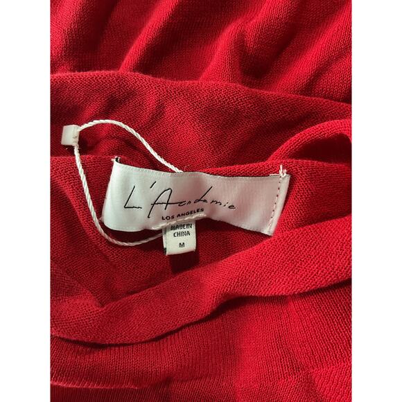 L'Academie 'Eldon' Red Cotton Sheer Sleeveless Turtleneck Top Size M - Picture 4 of 5